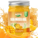ACEYO (12 OZ) Irish Sea Moss Gel Raw Vegan Mango Ananas Flavor 102 Vitamine e Minerali Wild Harvested Non-GMO Immune Defense Booster Thyroid Digestive Support