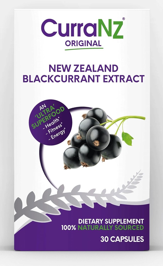 CURRANZ New Zealand Blackcurrant Extract Sporternährung Kapseln | Muskel Erholung | Endurance Performance | Pre oder Post Workout Supplement | Vegan & Caffeine Free (30 Kapseln)