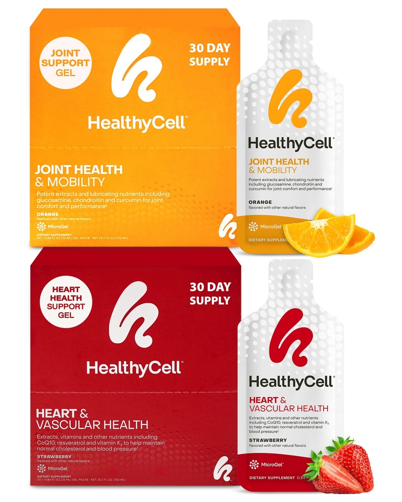 Healthycell Heart & Vascular Health + Joint Health & Mobility Supplements für Männer & Frauen Bundle