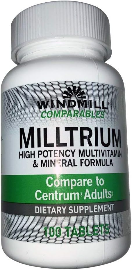 Mulino a vento comparabili Milltrium Tavoli multivitaminici e minerali ad alta potenza 100 Ea (Pack of 2)