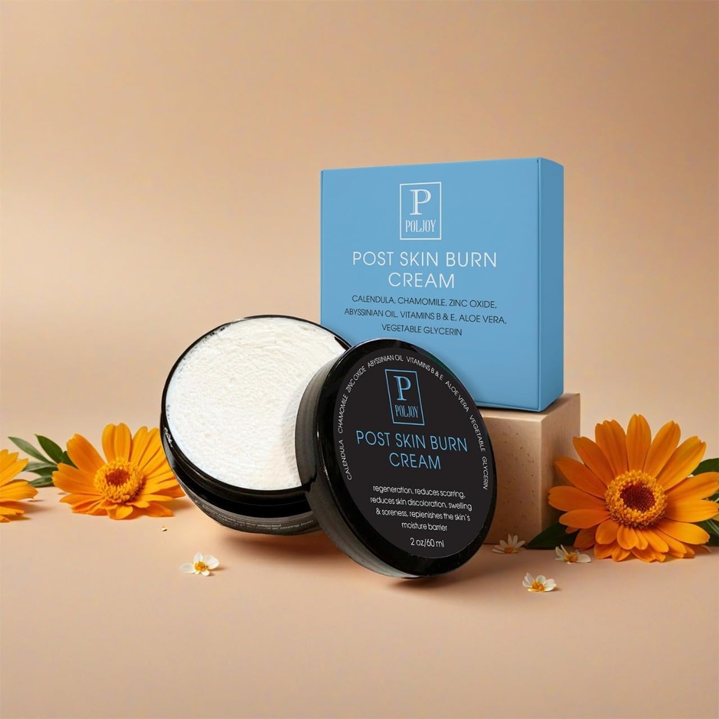 Post Skin Burn Cream, Sunburn Cream for First Aid Treatment, Hydrates & Repair Skin mit Aloe Vera, Shea Butter, Zinkoxid, Calendula, Kokosöl & Vitamine B&E, Küche & Travel Use