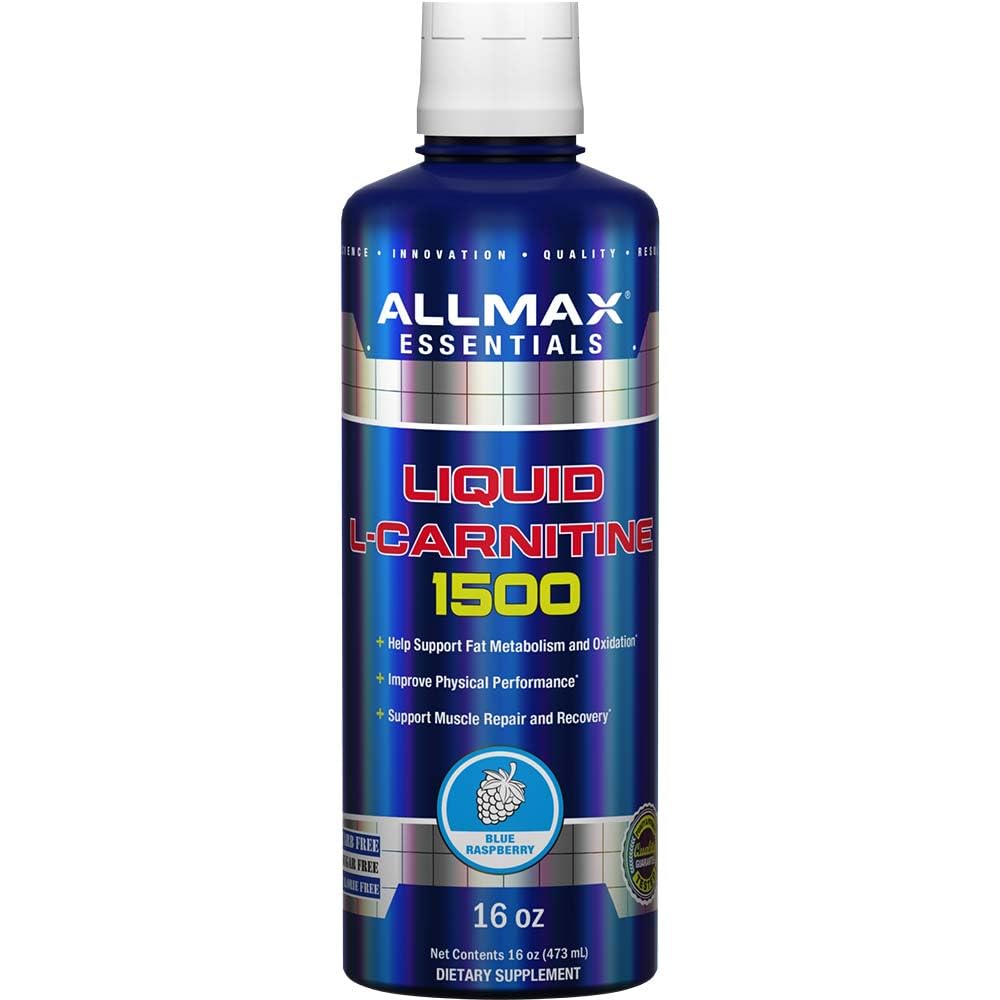 ALLMAX Nutrition Liquid L-Carnitin 1500, Blauer Himbeer, 16 oz (473 ml)