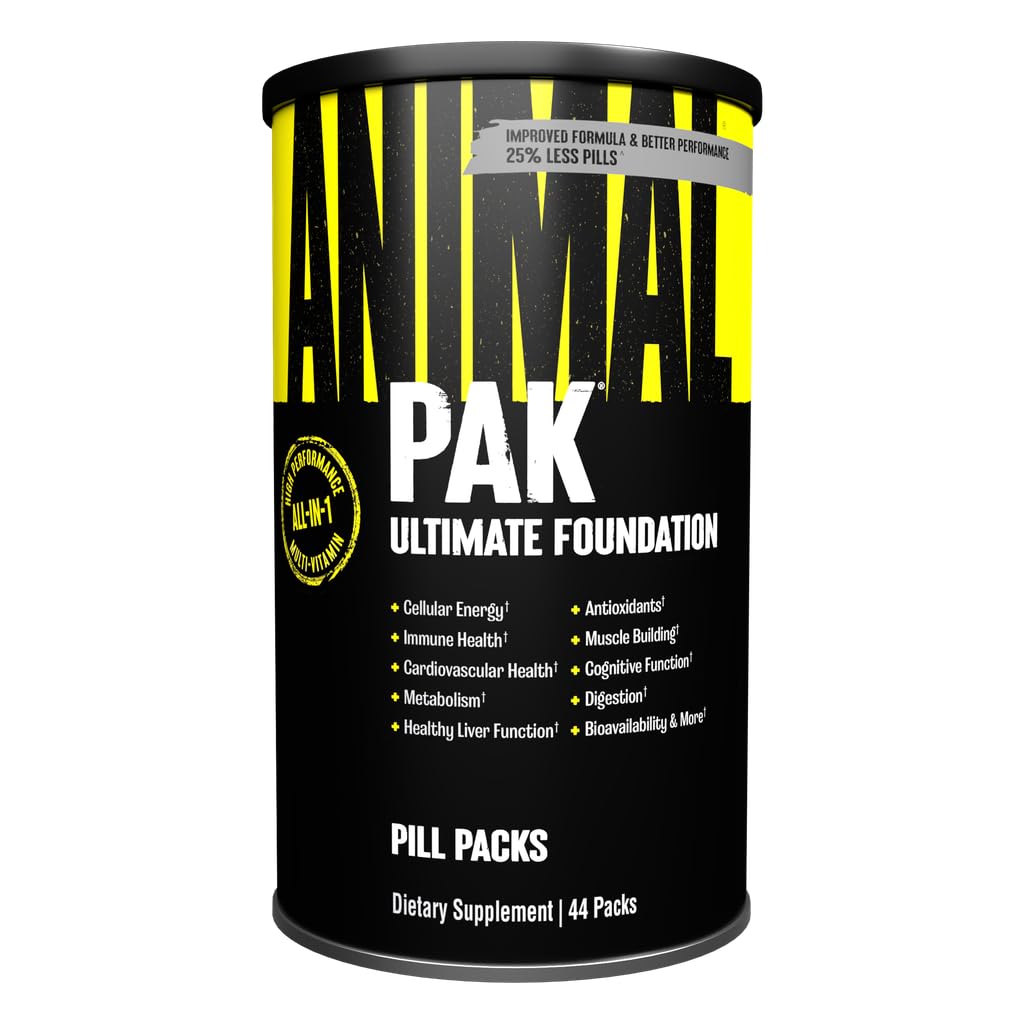Animal Pak - Multivitamina conveniente per gli uomini e le donne Daily All-in-One Vitamina & Supplement Pack - Zinco, Vitamine C, B, D, Aminoacidi e Supporto Immune - Performance Nutrizione Sportiva - 44 Conte