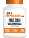 BulkSupplements.com Capsules de niacine - Supplément de niacine, vitamine B3 - Sans gluten, 1 Capsule par portion, 365 Capsules (paquet de 1)