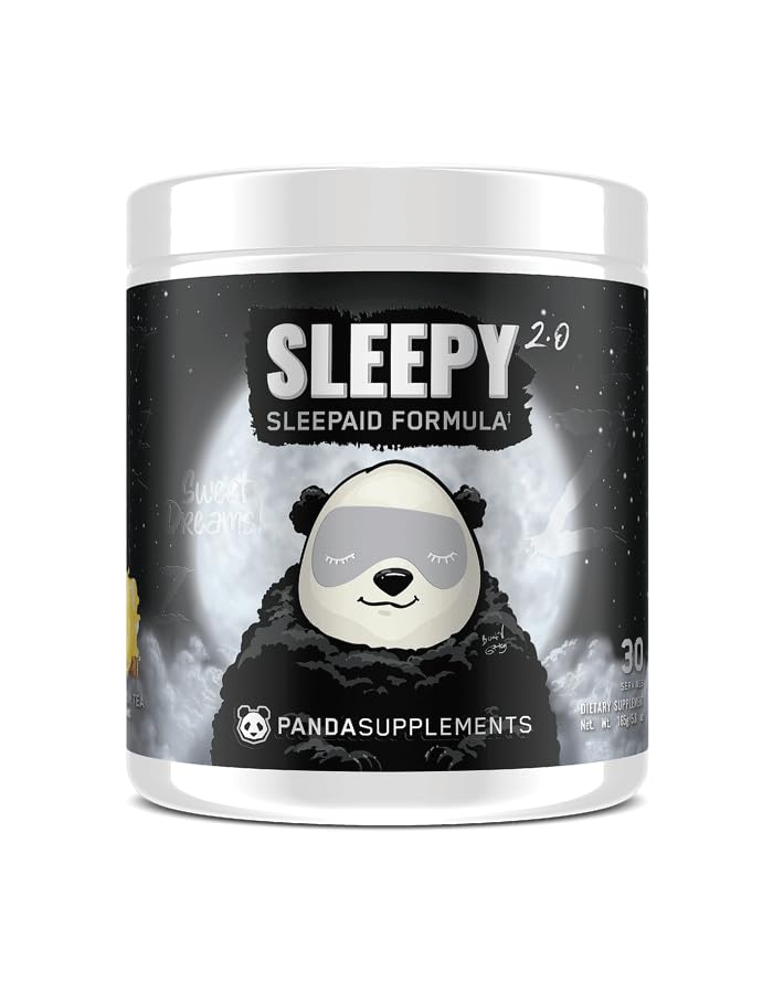 Underground Bio LabsTM Panda SUPPS – Sleepy 2.0 Formule naturelle d'aide au sommeil: 5mg Melatonine, 300mg GABA, Extrait de camomille, (thé au citron de miel) 30 portions