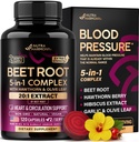 Capsule di barbabietola - Integratore di supporto per la pressione sanguigna sano** per il supporto per il cuore e la circolazione - con bacche di biancospino, Hibiscus & aglio - Ossido nitrico per l'energia - Made in USA, 120 capsule