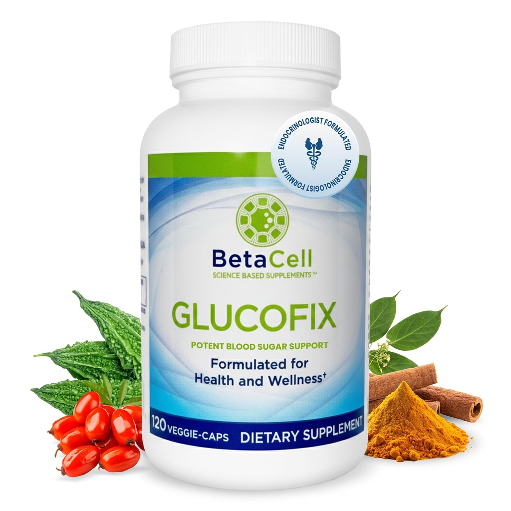 Glucofix - Integratore di Berberina - Integratore di erbe con Cinnamone, Gymnema, Berberine, Bitter Melon e Turmerico - 120 capsule