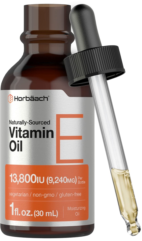 Horbäach Huile de Vitamine E de 13 800 UI de 1 oz de produit végétarien, sans OGM et sans gluten