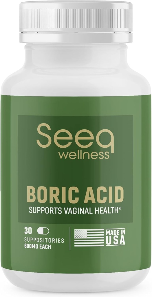 Assortimenti di acido borico per le donne - aiuta a sostenere il controllo dell'odore e l'equilibrio Vaginal PH, Made in USA - 30 Count