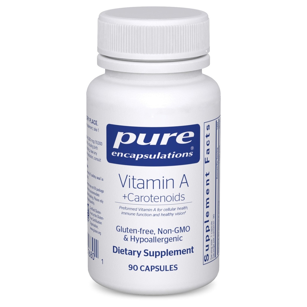 Reine Kapseln Vitamin A + Carotinoide (Lutein, Zeaxanthin und Astaxanthin) | Allergische Nahrungsergänzungsmittel | 90 Kapseln