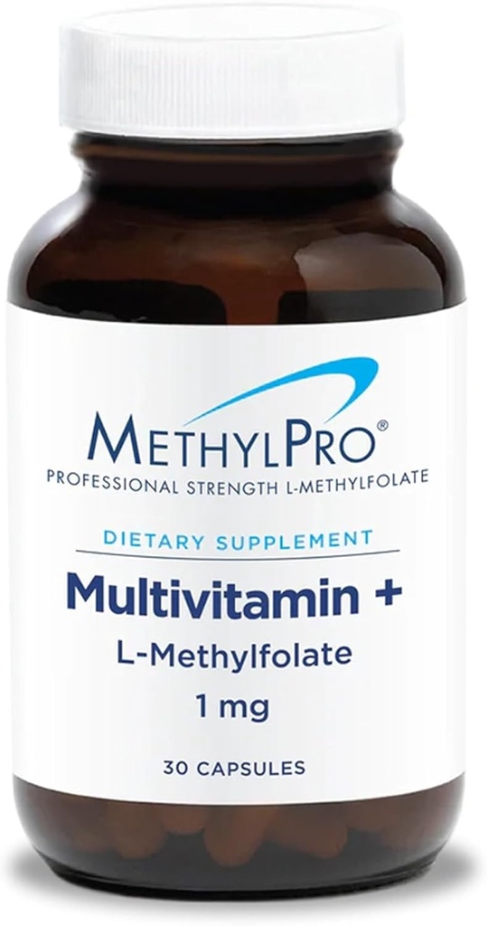 MéthylPro Multivitamine + 1 mg de méthylfolate - Multivitamine sans fer pour les femmes et les hommes avec vitamine A, C, minéraux, complexe B méthylé, multivitamine sans fer - 30 capsules