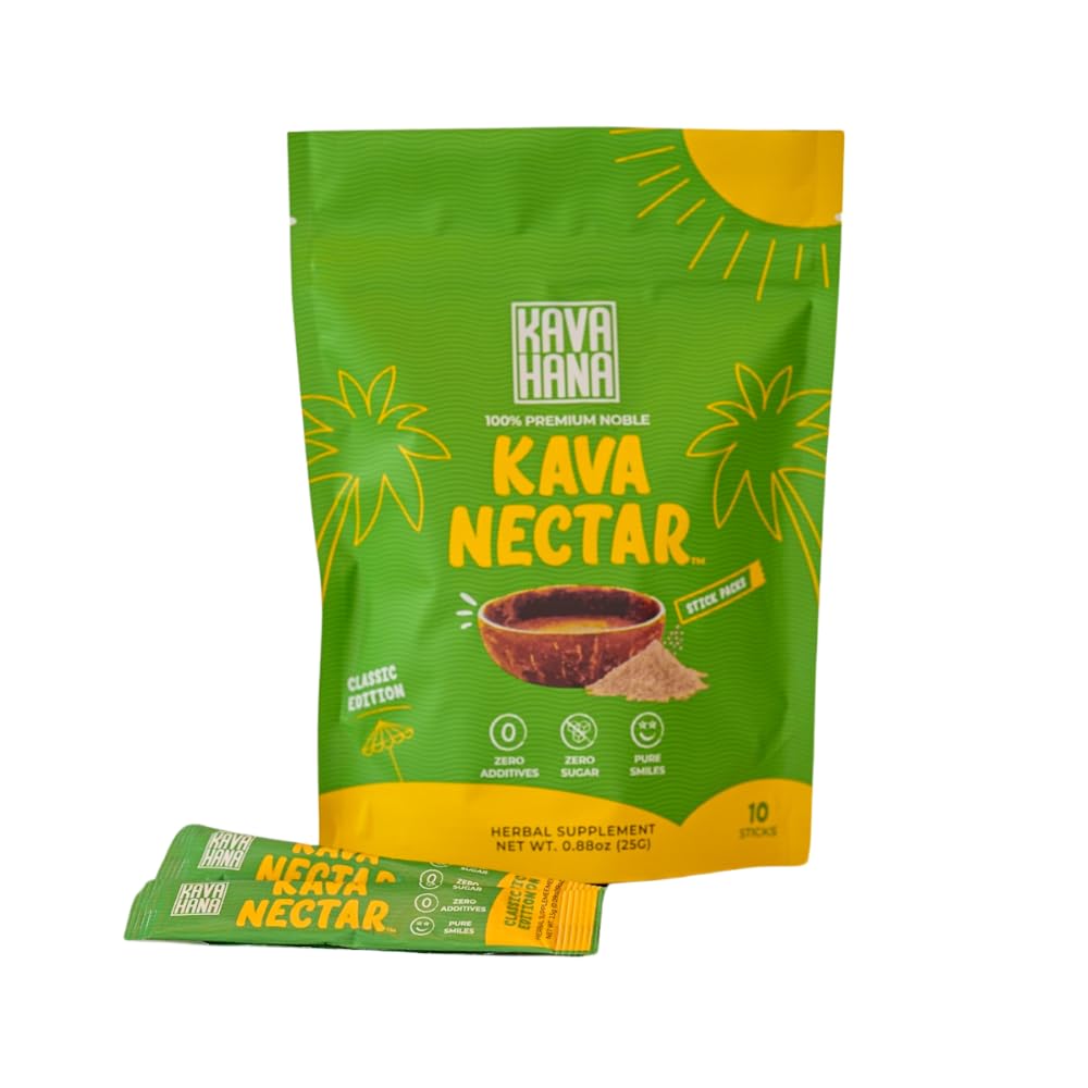 Kavahana Kava Nectar Classic Ceremonial Grade Noble Kava Nectar Powder Stick Packs – Fördert Social Uplift, Relaxation & Stress Support, Instant Kava Dried Kava Juice