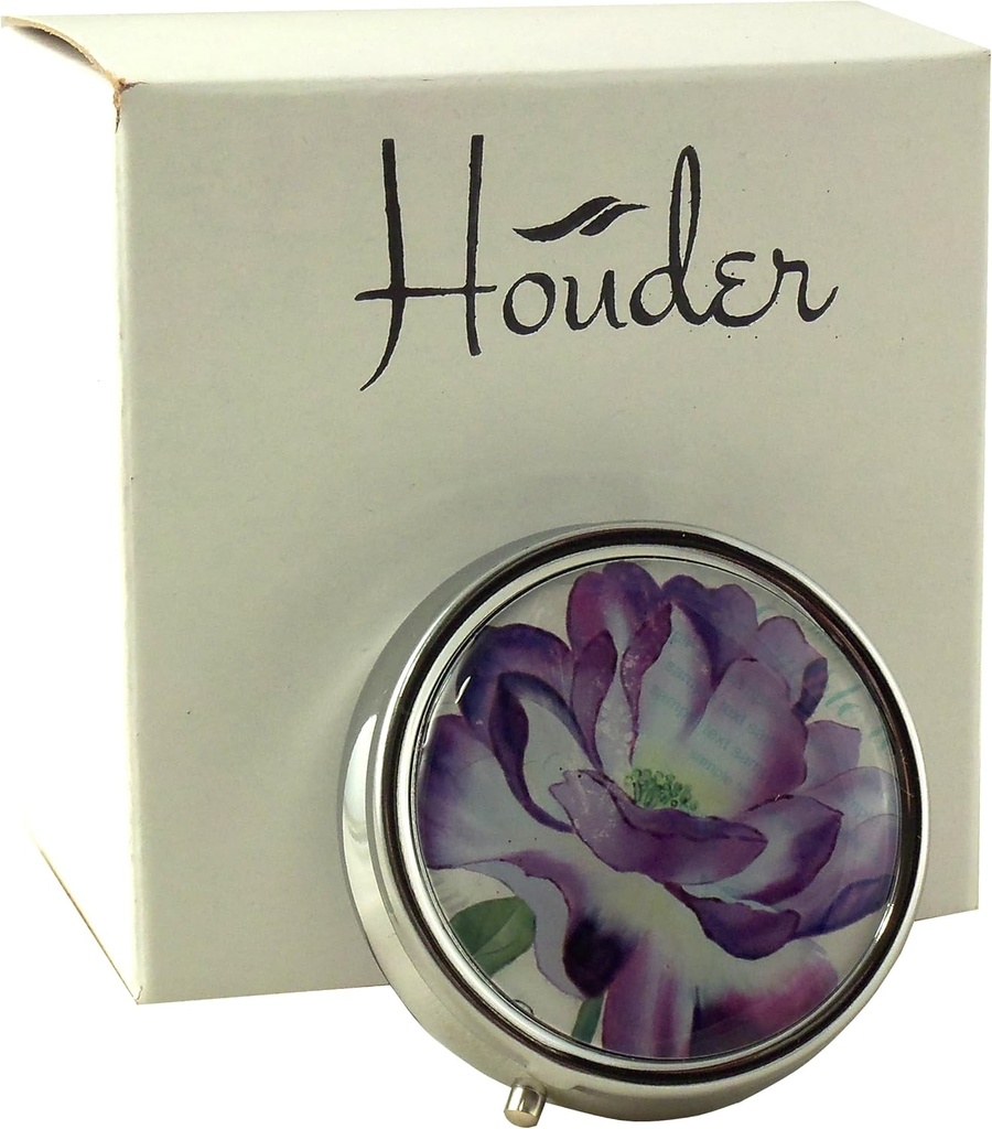 Designer Pill Box di Houder - Decorative Pill Case con Gift Box - Carry Your Meds in Style (Purple Flower)