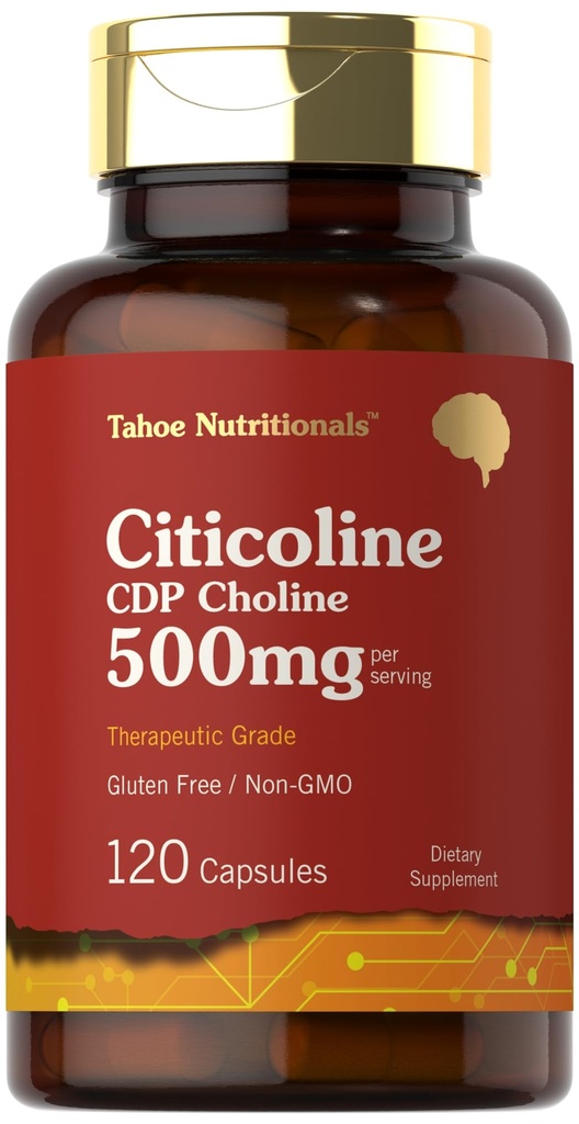 Tahoe Nutritionals Citicoline 500mg | 120 Kapseln | CDP Choline Ergänzungen | Therapeutic Grade | Glutenfrei, Non-GMO