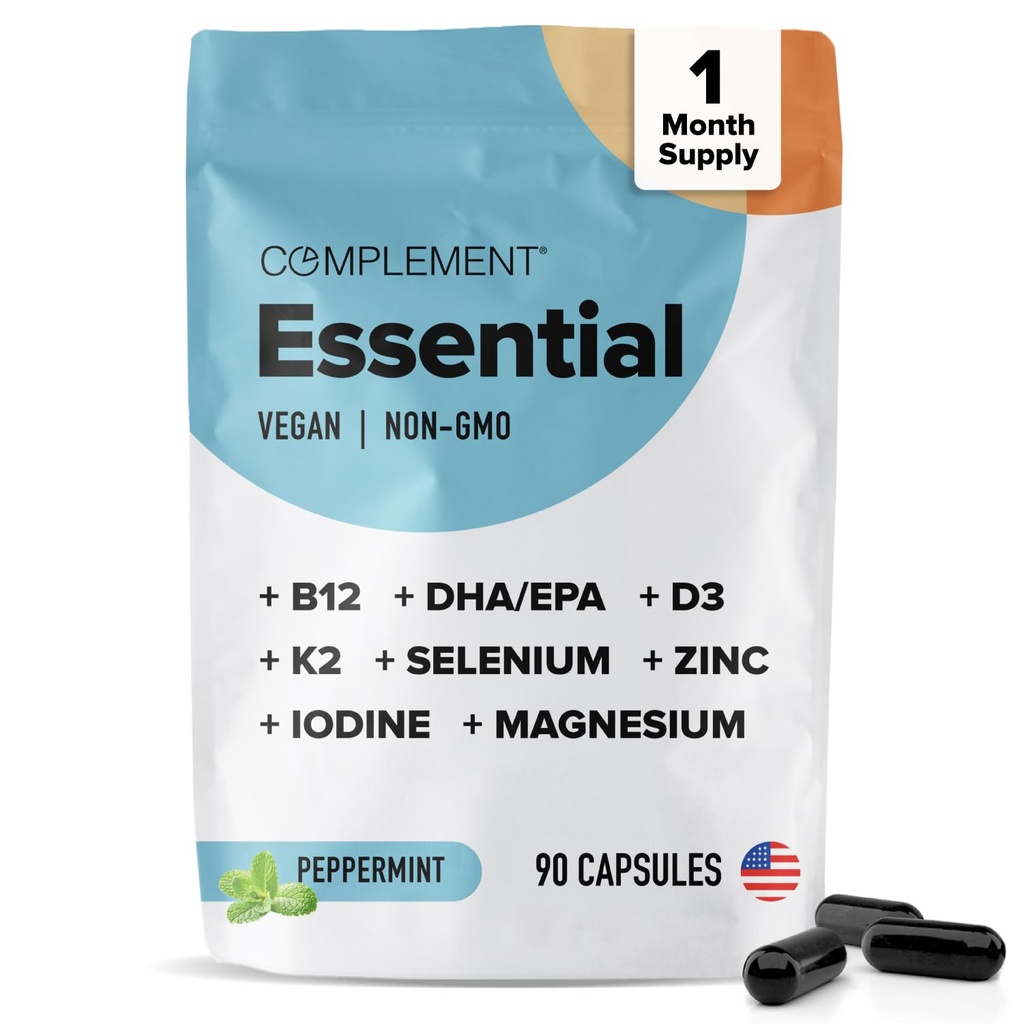 Ergänzung essentielle Vegan Multivitamin für Männer und Frauen (30 Servierungen, 180 Kapseln) mit Omega-3 DHA & EPA, B12, Vitamin D3 & K2, Zink, Selen, Magnesium, Iodine - Unterstützt Immunität & Gesamtgesundheit