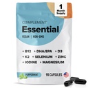Ergänzung essentielle Vegan Multivitamin für Männer und Frauen (30 Servierungen, 180 Kapseln) mit Omega-3 DHA & EPA, B12, Vitamin D3 & K2, Zink, Selen, Magnesium, Iodine - Unterstützt Immunität & Gesamtgesundheit