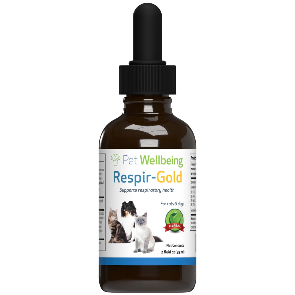 Pet Wellbeing Respir-Gold per gatti - Supporta Respirazione sana, Open Airways, Supporto respiratorio, Cumino nero, Horehound, Grindelia - Veterinarian-Formulated Herbal Supplement 2 fl oz (59 ml)