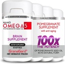 CLINIQUEMENT prouvés suppléments de cerveau (4-Mois) avec anti-vieillissement, pilules mémoire, supplément Omega 5 grenade, 4 bouteilles 60ct Chaque