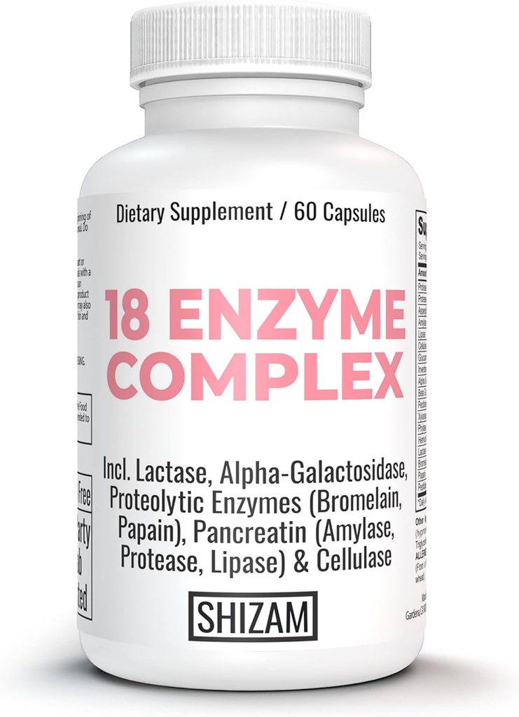IBS Postbiotics Digestive Enzyme-s w Lactose Alpha-Galactosidase Pancreatic Amylase Lipase Protease Cellulase Bromelain Papain | Kapseln Pillen | Durchfall-Verstopfung Bloating Relief Supplement-s