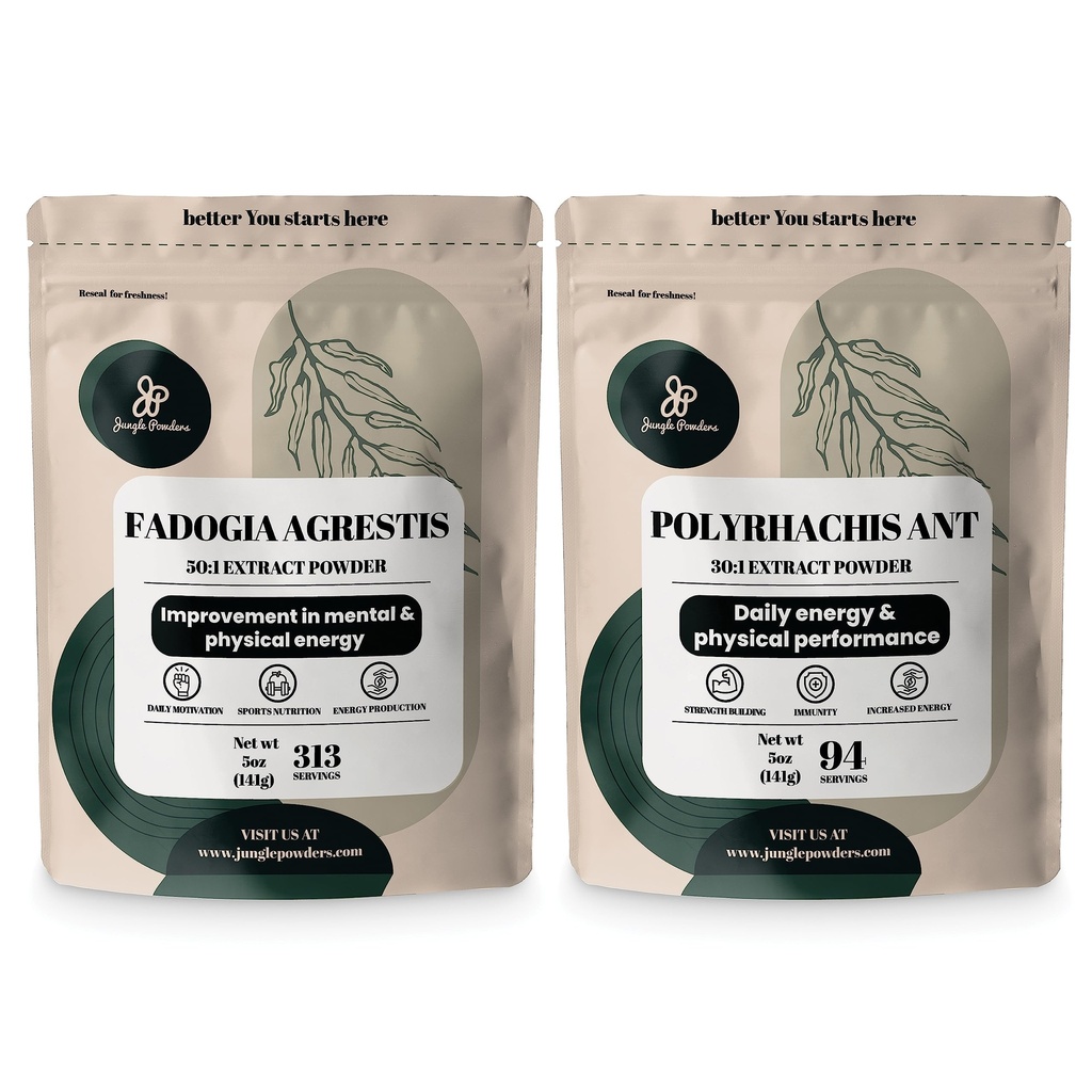 Dschungelpulver Fadogia Agrestis Pulver für Männer 50:1 313 Servierungen, Schwarzer Ameisenextrakt 30:1 94 Servierungen 5oz, traditionelle Mens Health Support für Drive & Passion