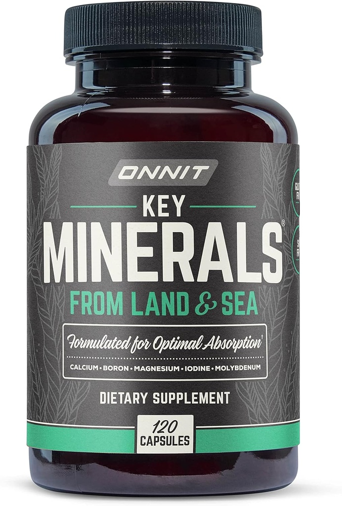 Onnit Key Minerals: Calcium, Magnesium, Molybdän und Jodineergänzung (120ct)