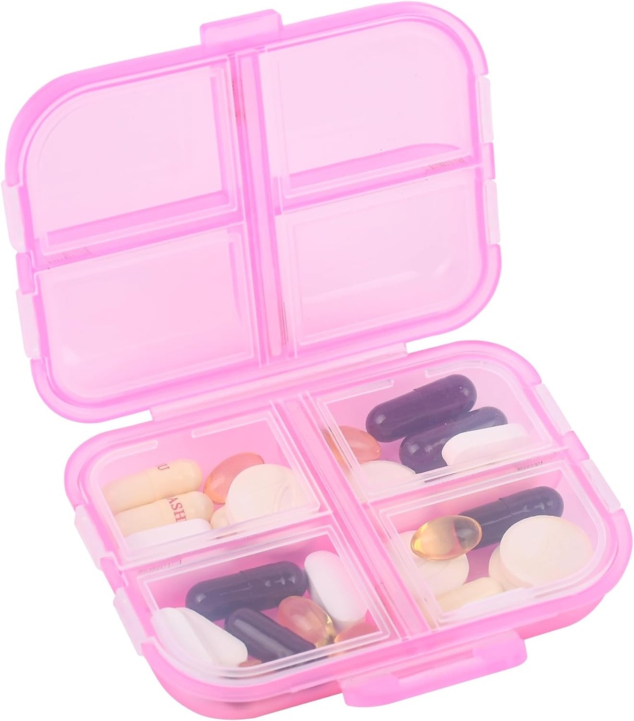 Travel Pill Organizer Small 8 Grid Compartments Pill Holder Box - Portable Medicine Container Case - Tägliche wöchentliche Medikamente Organizer