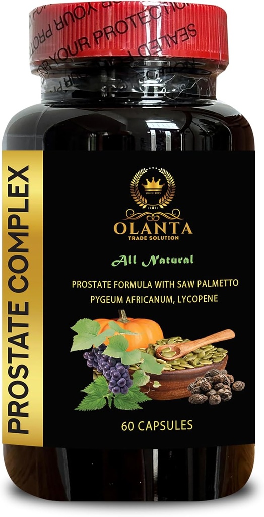 Prostate Complex All Natural - Ernährungsunterstützung für Prostata, natürliche Prostata Ergänzungen für Männer mit Bio-Saw Palmetto Extrakt - 1 Flasche 60 Kapseln