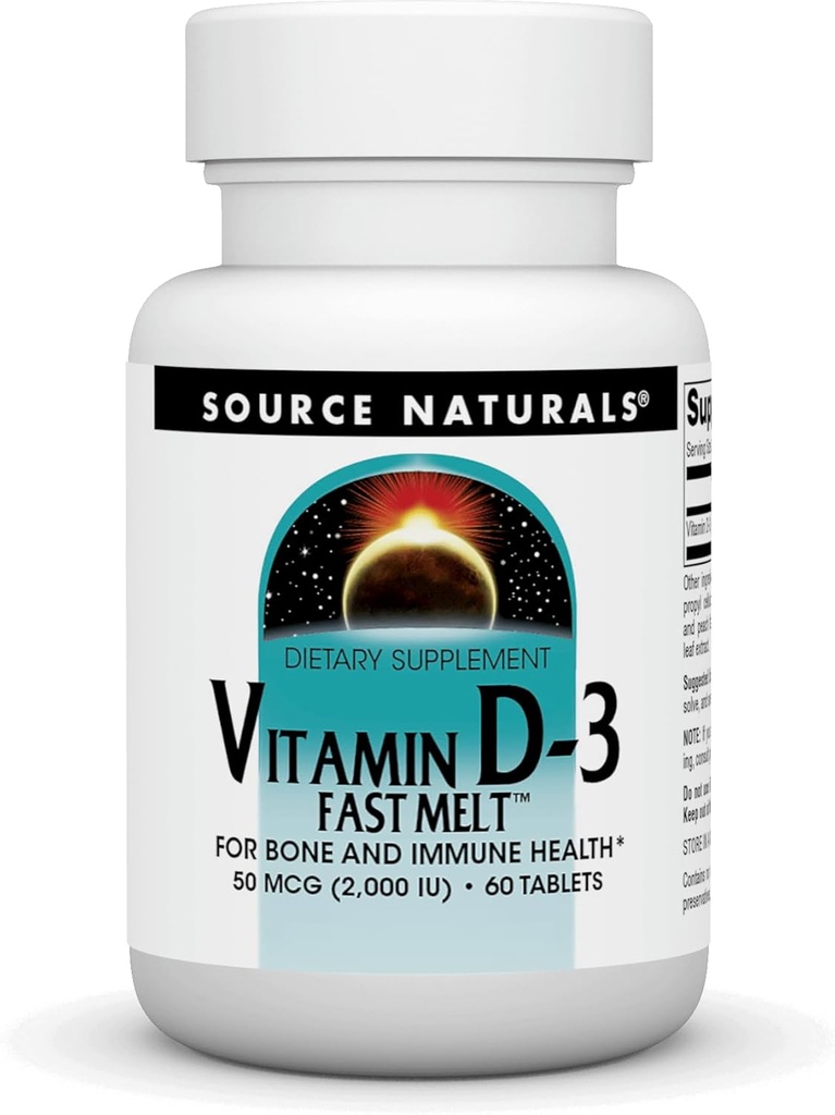 Quelle Naturals Vitamin D-3 2000 iu unterstützt Knochen & Immune Gesundheit - Schwarze Kirschen Peach Flavor - 60 Fast Melt Tabletten
