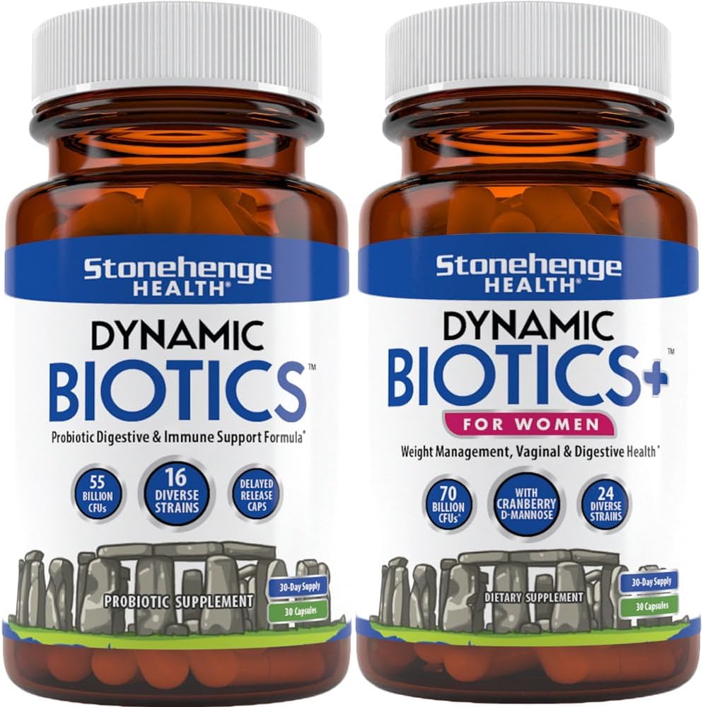 Stonehenge Health Dynamic Biotics + Dynamic Biotics+ für Frauen Probiotics Bundle ergänzt Verdauungs- & Feminine Gesundheit