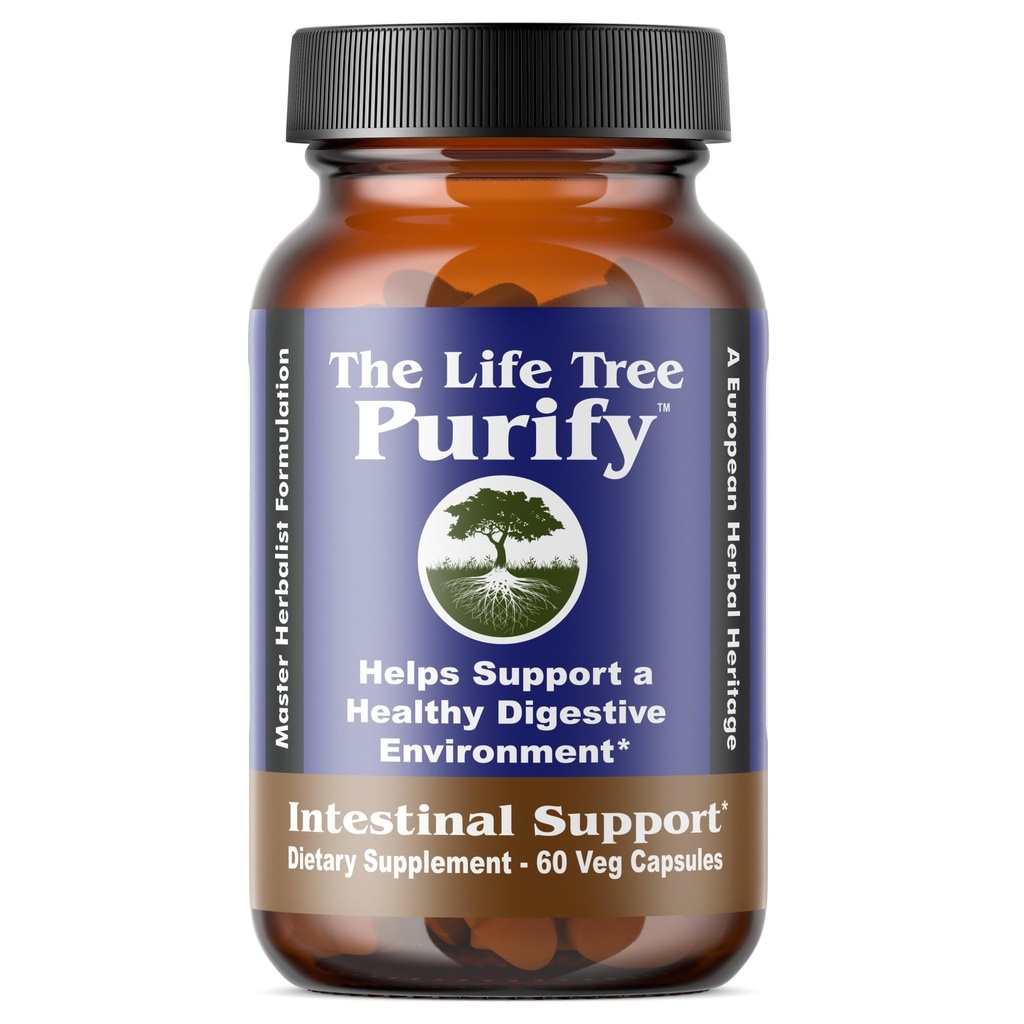 Purify - Certificato Organic Advanced Intestinal Support e Microbial Cleanse for Humans and Pets - Non contiene Wormwood - 60 Veg Capsule Formulation.