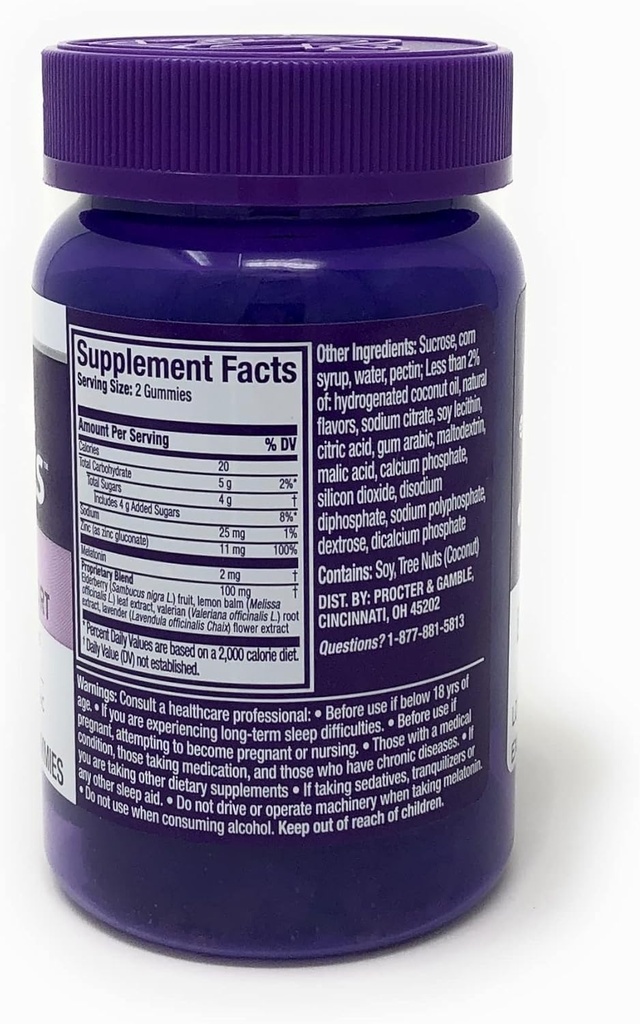 Vicks ZzzQuil Pure Zzzs Sleep + Immun Support Gummis mit Melatonin, Elderberry & Zink, 42 ct, 0.42 Pfund