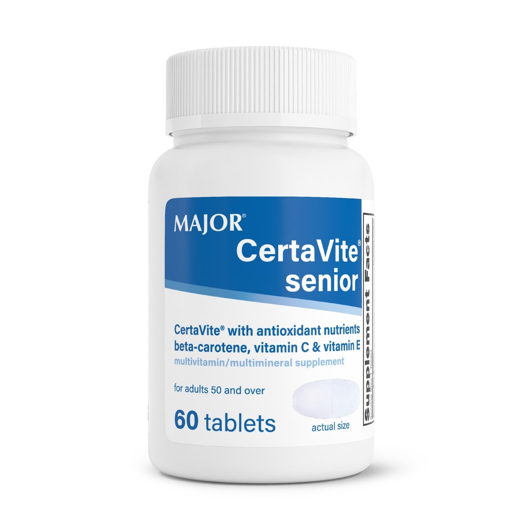 MAJOR CertaVite Multivitamine senior avec antioxydants – Multivitamine pour les femmes et les hommes avec bêta-carotène, fer, vitamine C & E – soutient l'immunité, l'énergie et la vision – 60 comprimés