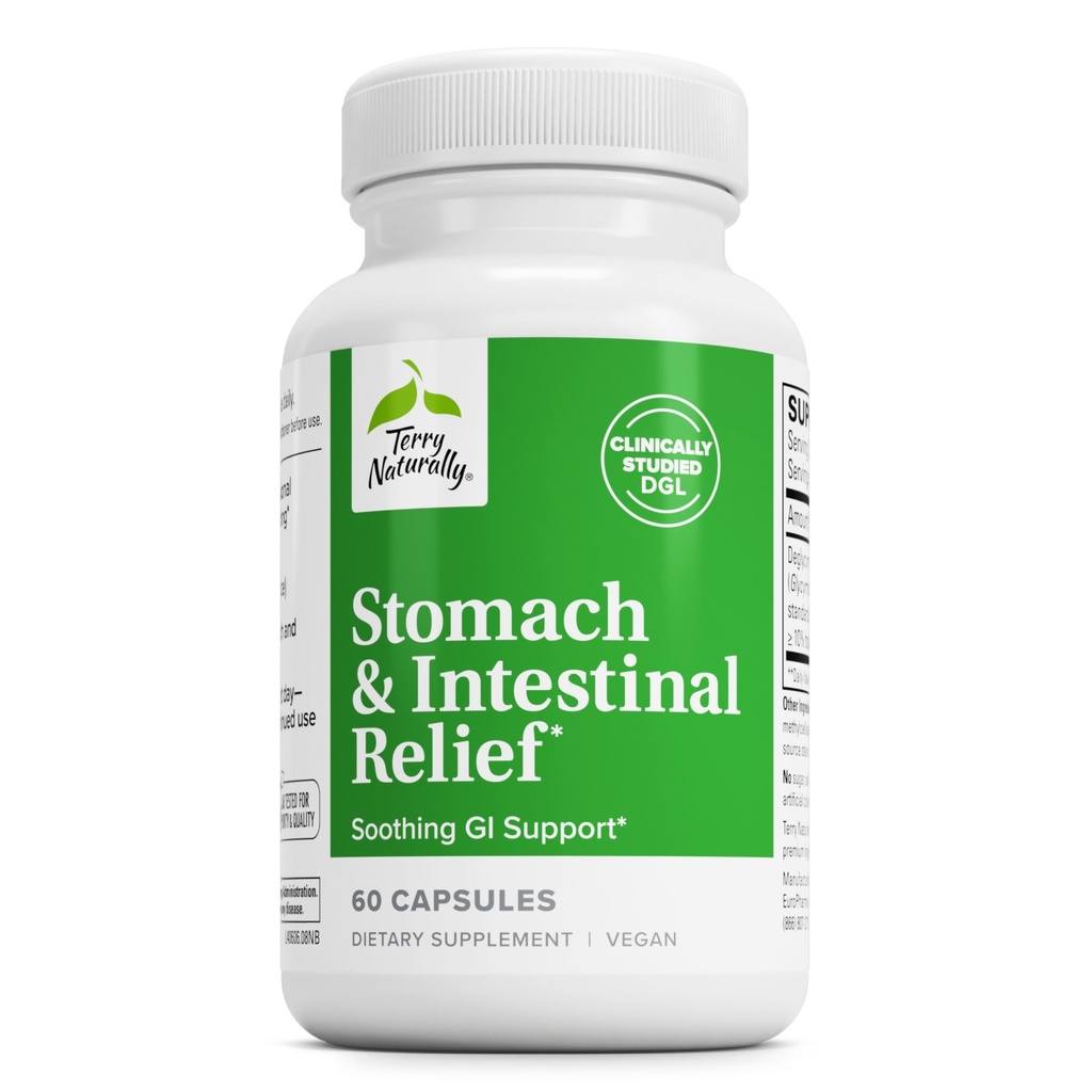 Terry Naturally Stomach & Intestinal Relief - Supplemento a Soothe Stomach - 60 capsule
