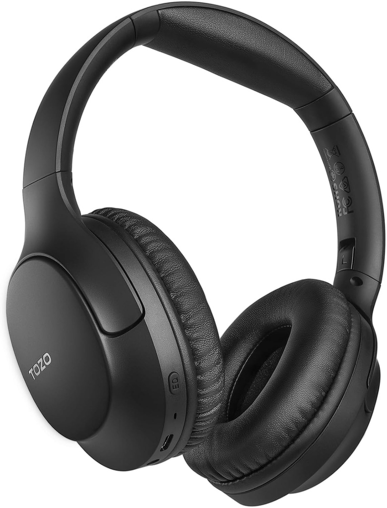 TOZO HA1 Bluetooth 5.4 Over Ear Kopfhörer, 70H Playtime mit Mikrofon, faltbare drahtlose Headset, Deep Bass Stereo Sound anpassbar 32 EQ Musikmodus über Button & App für Reisen und Zuhause, Upgraded