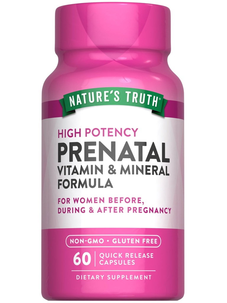 Nature's Truth Prenatal Vitamine mit Folsäure | 60 Kapseln | Non-GMO & Gluten Kostenlose Ergänzung