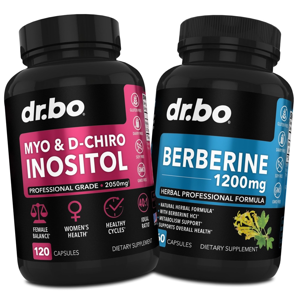 Myo-Inositol & D-Chiro Inositol & Berberine Ergänzung Kapseln - Unterstützung Hormon Balance, Regular Menstrual Cycle, Womens Health - 1200mg Berberine Pillen für gesunde Stoffwechsel