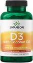 Swanson High Potency Vitamin D-3 w/Coconut - Natürliche Ergänzung Förderung der Knochengesundheit und Immunsystemunterstützung - Kann helfen, Calciumabsorption zu erhöhen - (60 Softgels, 125mcg Jeder)