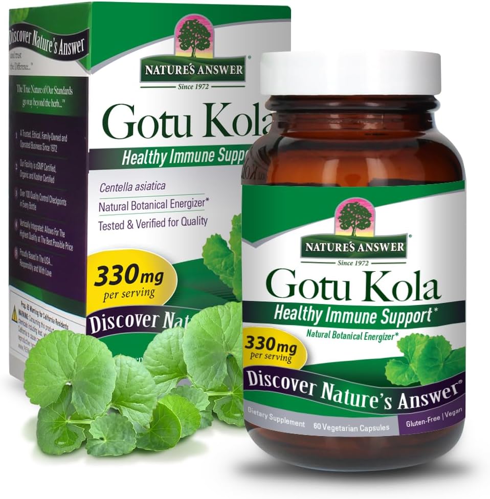 Natur Antwort Gotu Kola | Nahrungsergänzung | Unterstützt ein gesundes Immunsystem | Made in the USA | Glutenfrei, Vegan & Vegetarische Kapseln 60ct