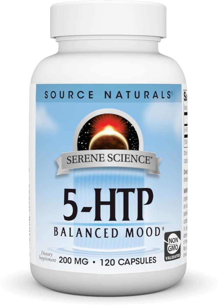 Quelle Naturals Serene Science 5-HTP, Balanced Mood*, Non-GMO Nahrungsergänzung, 200 mg - 120 Kapseln