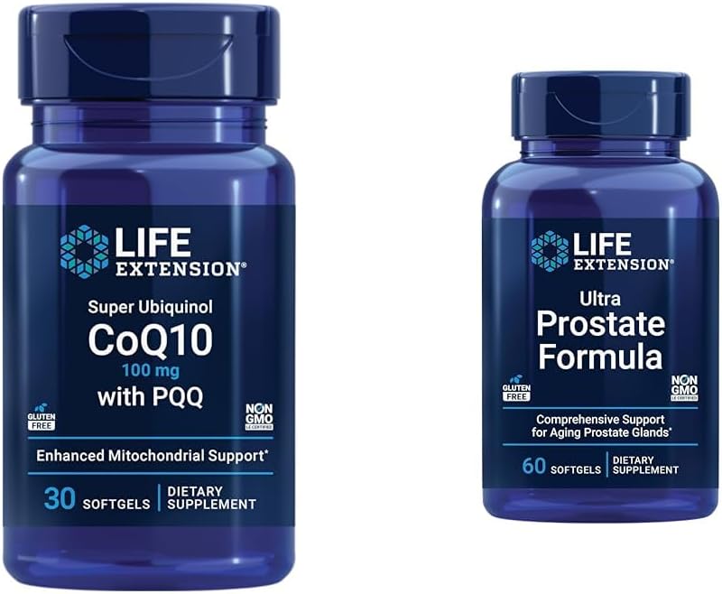 Life Extension Super Ubiquinol CoQ10 mit PQQ, CoQ10, PQQ & Ultra Prostate Formula, Saw Palmetto für Herren, Pygeum