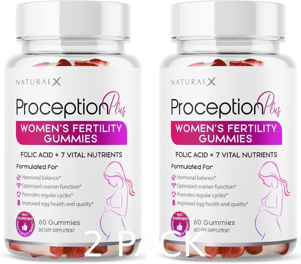 Fruchtgummis für Damen - Myo-Inositol, Folsäure, Biotin, B Vitamine - Inositol-Ergänzung für weibliche Fruchtbarkeitsunterstützung, Hormonhaushalt, Ovulation, Pränatale Empfängnis (60 Gummie, 2 Packung)