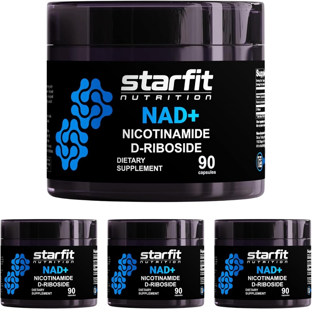 STARFIT - Nicotinamid D-Riboside, Nicotinamid Riboside zur Unterstützung von NAD+ Levels, Fokus und Energieergänzung, Metabolismus Unterstützung Nicotinamid Riboside NAD Ergänzung, 360 Kapseln