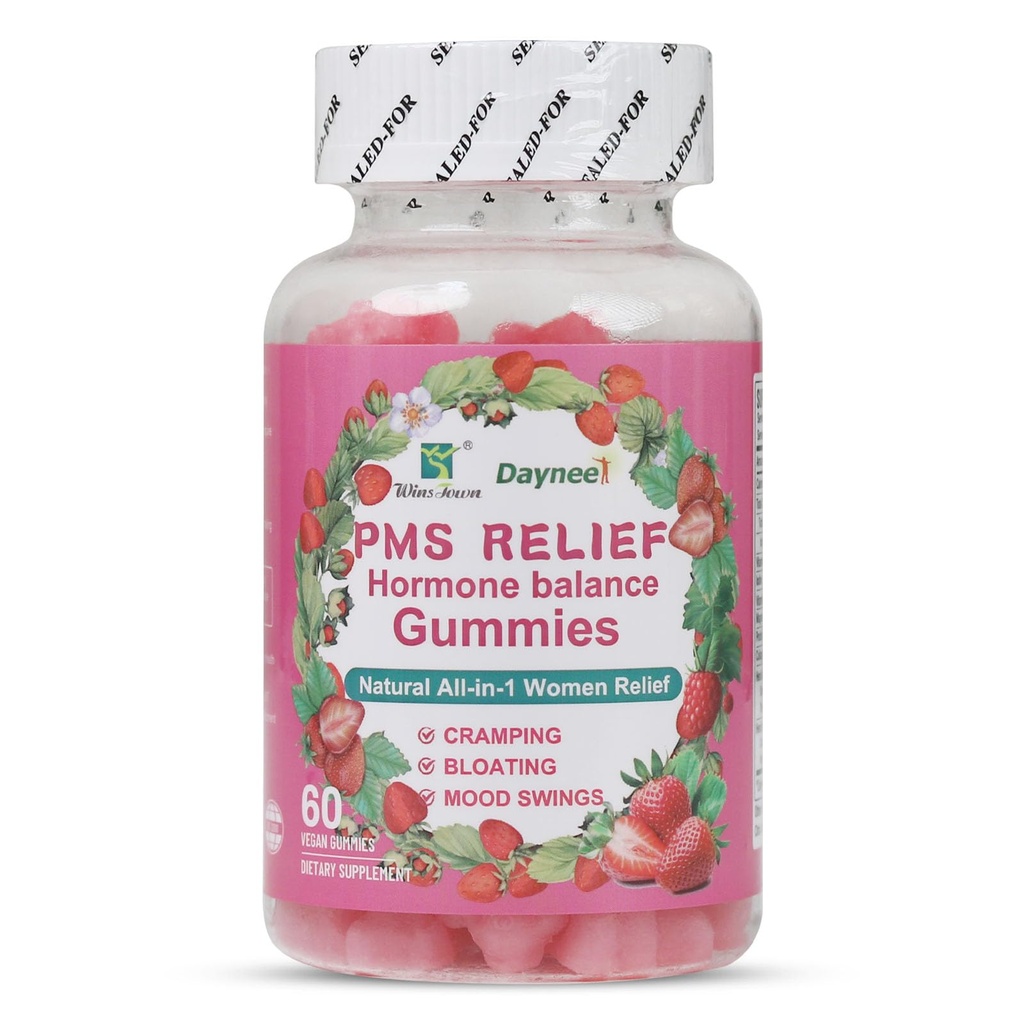 PMS Relief Hormon Balance Gummis, Menstrual Cramp Relief & Menopausal Unterstützung, 60 Zähler
