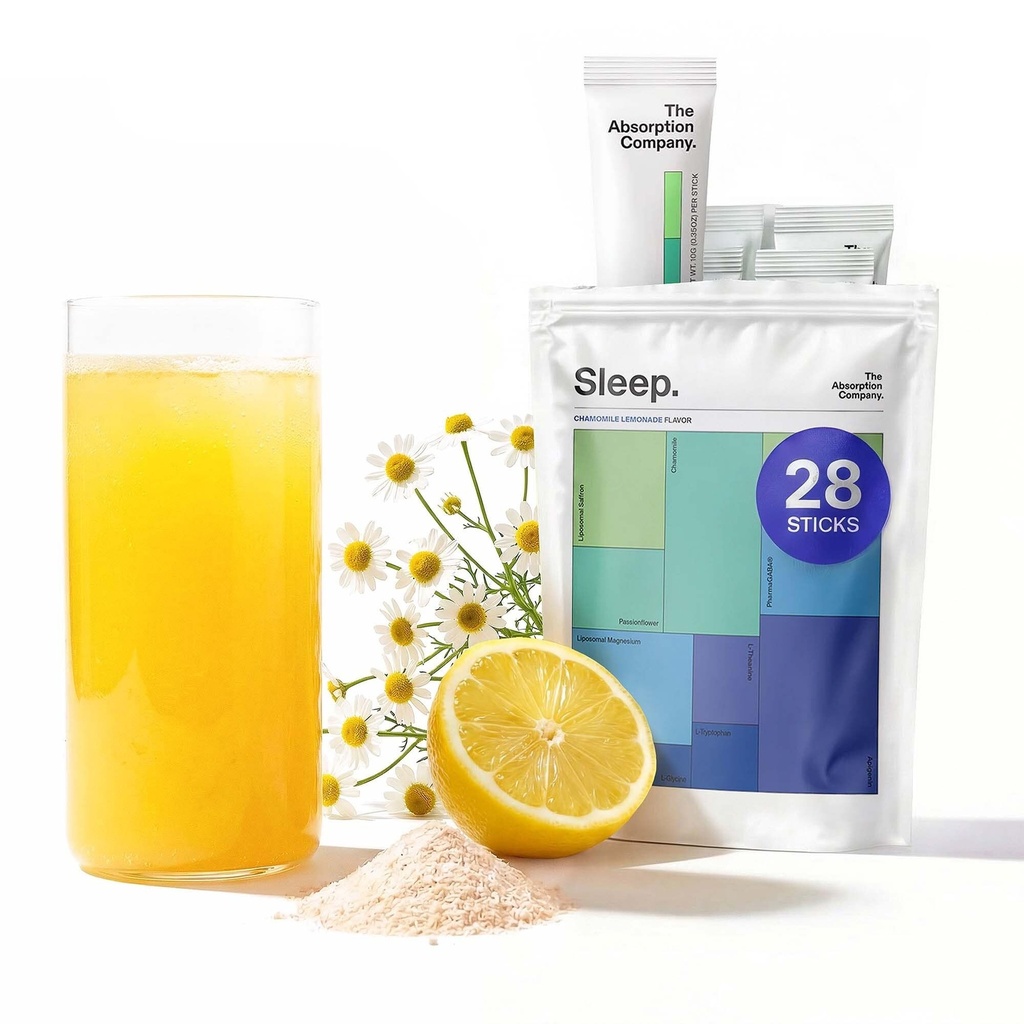 Polvere di aiuto del sonno - bevanda calmante per il sonno profondo con zafferano Liposomico, Magnesio & PharmaGABA Melatonin-Free integratore naturale per ridurre lo stress e migliorare la qualità del sonno camomilla limonata 28 Sticks