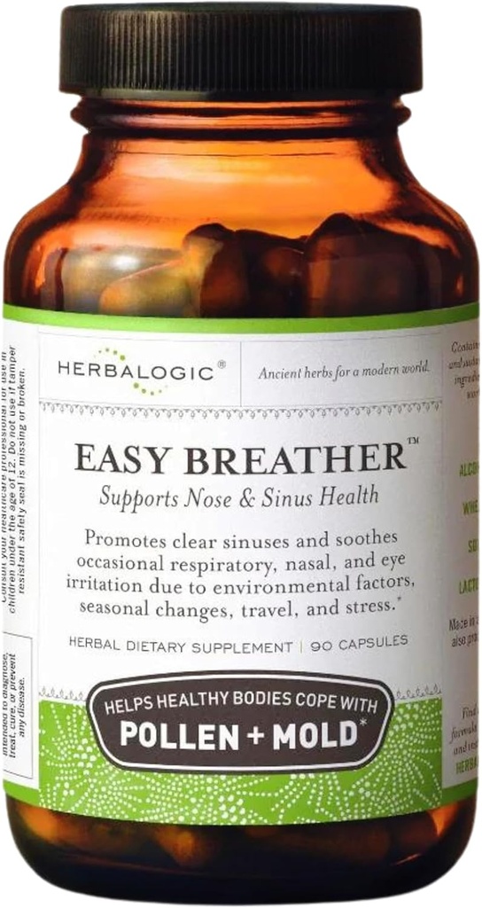 Herbalogic - Easy Breather Kräuterkapseln - Unterstützt Nase & Sinus Gesundheit - Hilft Gesunden Körper Cope mit Pollen & Mold - Basierend auf der traditionellen chinesischen Formel Yu Ping Fang San - 90 Cap Count