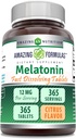 Amazing Formulas Melatonin Fast Dissolving Supplemento | Citrus Flavor | 12 Mg Per Serving | 365 Compresse | Non OGM | Gluten Free | Made in USA