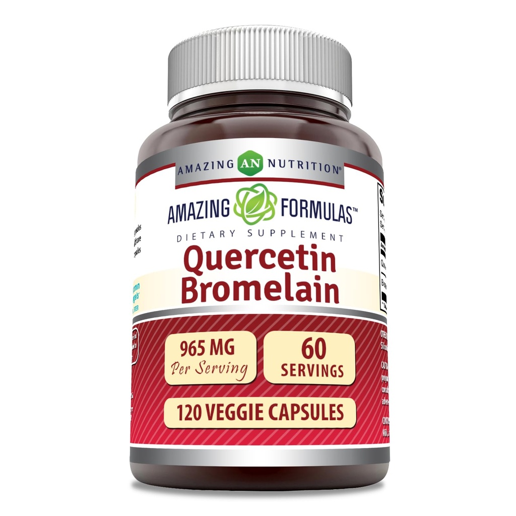 Erstaunliche Formeln Quercetin 800mg mit Bromelain 165mg, 120 Veggie Kapseln Ergänzung | Non-GMO | Gluten Free | Made in USA