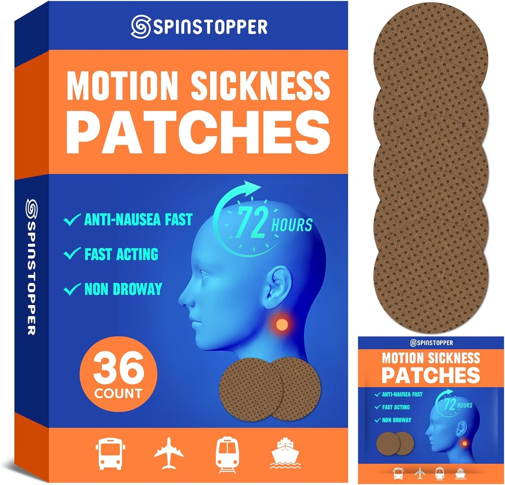 Motion Maladie Patches (36 Comte), Maladie de mer, Motion Maladie Patches pour croisière, trains, autobus et avions, Motion Maladie Patch pour Vertigo Relief & Motion Maladie Relief