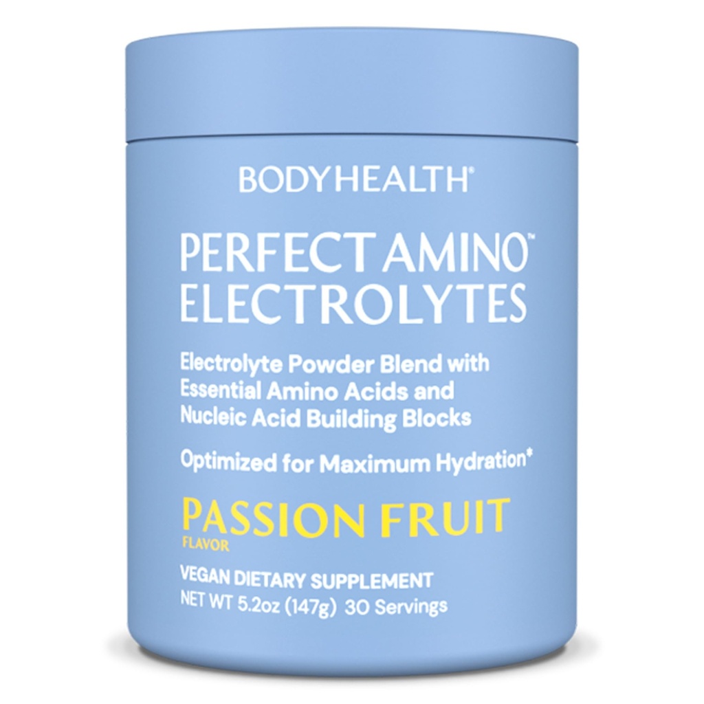 BodyHealth PerfectAmino Elektrolyte Pulver Kein Zucker, Hydration Fasten Keto Zero Zucker Elektrolyte Getränk Mischung mit Trace Minerals - Passionsfrucht - 30 Servierungen