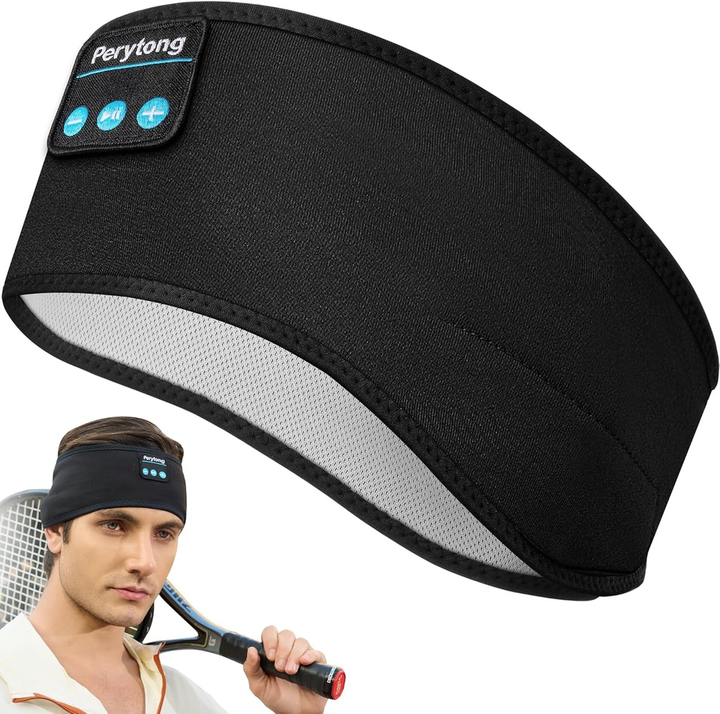 Perytong Sleep Headphones Wireless, Bluetooth Sports Headband Kopfhörer mit Ultra-Thin HD Stereo Lautsprecher, Unisex, Perfekt für Schlafen, Workout,Jogging,Yoga,Insomnia, Air Travel, Meditation